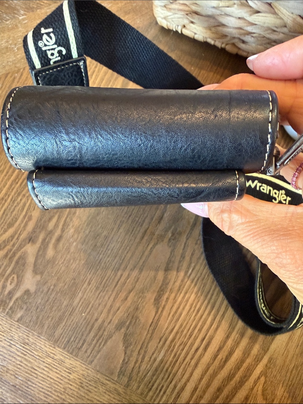 LOW START Wrangler Black Crossbody Phone Pouch with Branded Strap - Picture 5 of 8